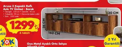ARUZA 3 KAPAKLI RAFLI ASKI TV ÜNİTESİ - BAROK ARUZA 3 KAPAKLI RAFLI ASKI TV ÜNİTESİ - BAROK